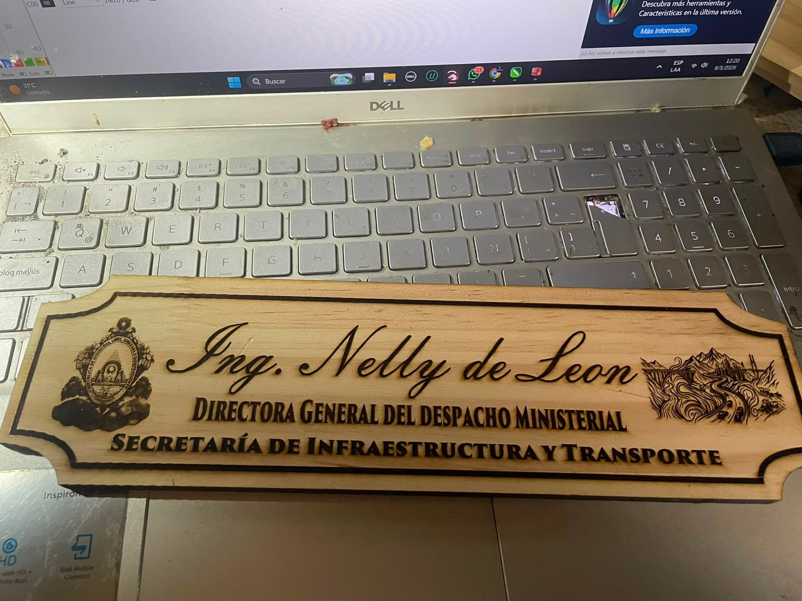 Rótulo grabado láser Secretaría de Infraestructura y Transporte Honduras
